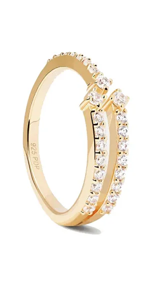 Unique gold-plated ring with clear zircons SISI Gold AN01-865