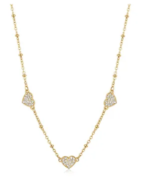 Aurora SAR39 Sparkling Hearts Gold Plated Love Necklace