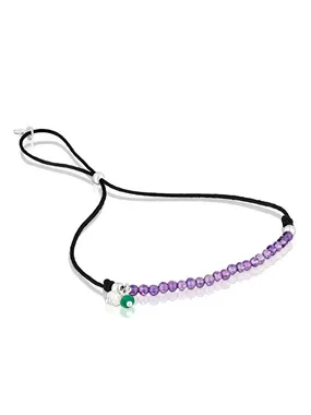Fashionable cord bracelet with amethysts Camille 1003870100