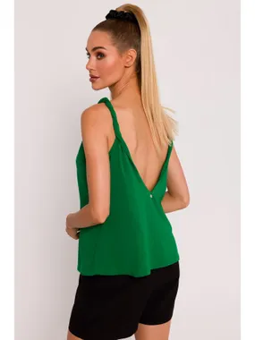 M792 Blouse with a deep neckline on the back - juicy green