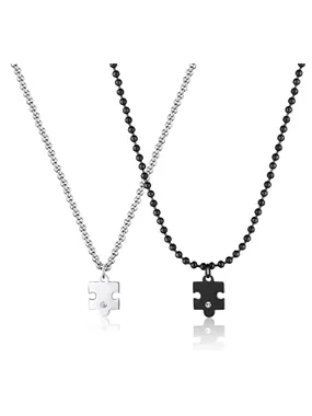 Puzzle Me + You Sey01 Steel NeckLace Set for Cuples