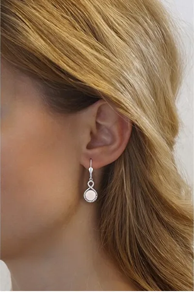 Silver earrings with real amber JST147107EJ