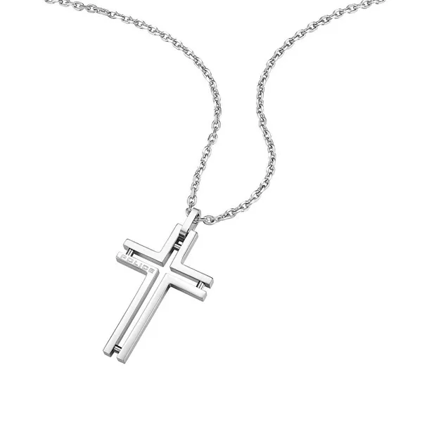 Men's steel necklace with a cross Framed PEAGN0005305