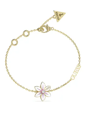 Beautiful Gold Plated White Lotus Flower Bracelet JUBB04134JWYGWH