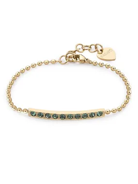 Elegant gold plated bracelet with green Dazzly crystals SDZ19