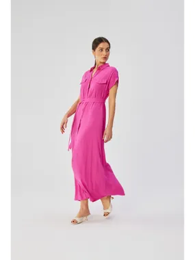 S364 Maxi dress with short sleeves - lilac