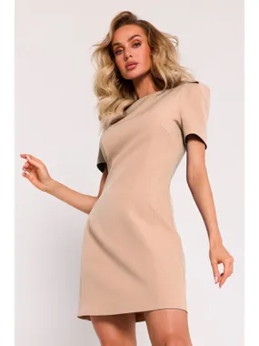 M777 Mini dress with decorative sleeves - beige