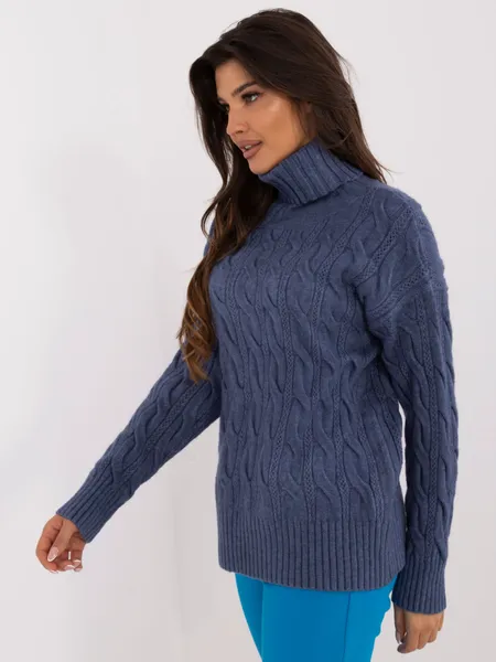 Women's dark blue turtleneck sweater