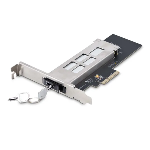 StarTech.com M.2 NVMe SSD uz PCIe x4 mobilais plaukts/aizmugures plakne ar noņemamu paliktni PCI Express paplašināšanas slotam, instalēšana bez rīkiem, PCIe 4.0/3.0 karstās maiņas diska nodalījums, taustiņu bloķēšana — iekļautas 2 atslēgas