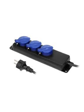 Splash-proof workshop extension cable IP44, 3 sockets 2P+Z (schuko) IP44, rubber cable, H05RR-F 3x1.5mm?, length 5m