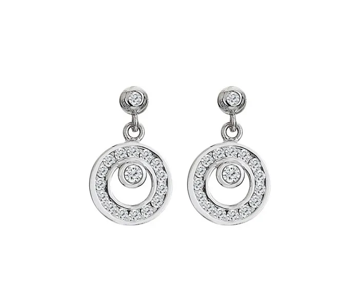 Beautiful silver earrings with diamonds and topaz Orbit DE744