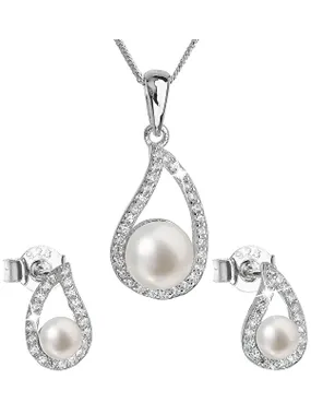 Luxury silver set with genuine pearls Pavon 29027.1