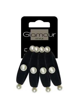 Black hair scrunchies with pearls 4 pcs