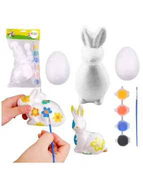 Set for painting foamed polystyrene decorations hare 2 paint eggs