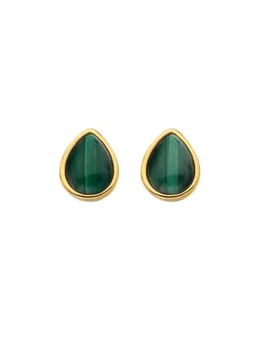 Jac Jossa Soul DE754 Diamond Malachite Gold Plated Earrings