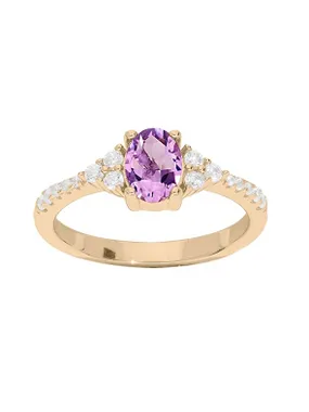 Beautiful gold-plated ring with amethyst and zircons PO/SRC0203AM