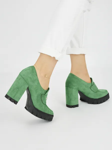 Green women's high heel shoes