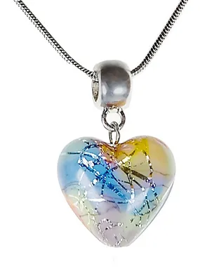 Gentle Romantic Heart necklace with Lampglas pearl with pure NLH6 silver