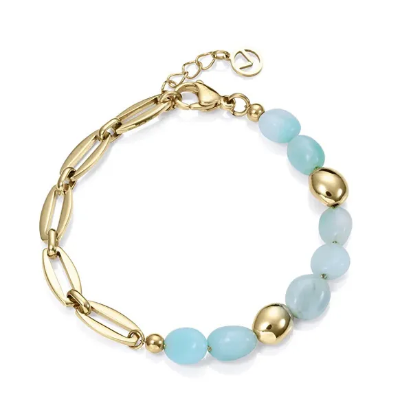 Unique gold-plated bracelet with amazonite Chic 14163P01016