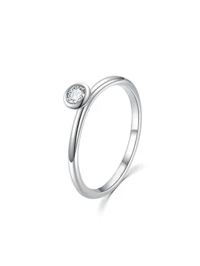 Charming silver ring with clear zircon R00019