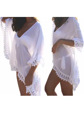 BQ49 Pareo beach tunic with white cover