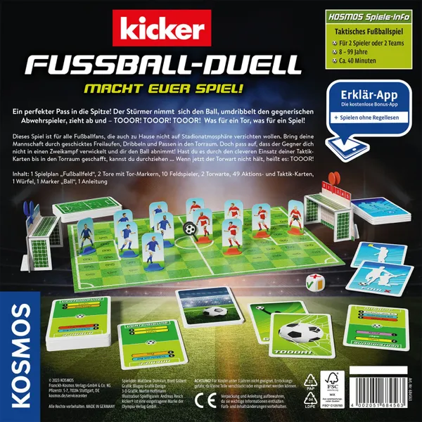 Kicker football duel, board game