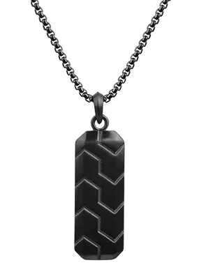 Black necklace with elongated pendant VNP0106B