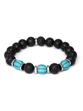 Lava stone, hematite and turquoise bead bracelet MINK163/20