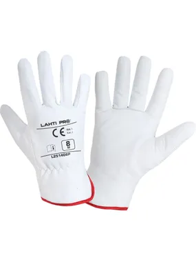 Insulated gloves. goat. white l251408p, card, "8", ce, lahti