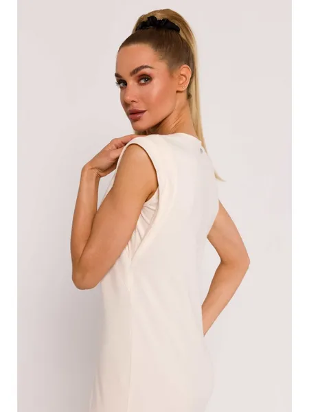 M787 Dress with a leg cutout - cream