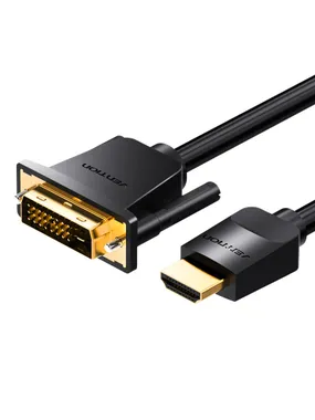 HDMI to DVI Cable (24+1) Vention ABFBH 2m, 4K 60Hz/ 1080P 60Hz (Black)