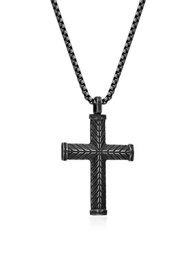 Black Men´s Steel NeckLace Cross N1000509