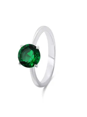 Timeless silver ring with green zircon RI057WG