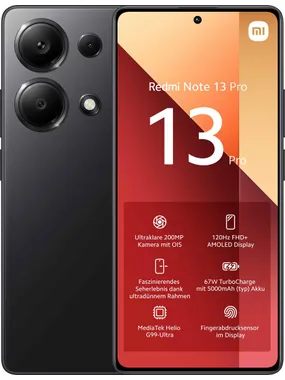 Xiaomi Redmi Note 13 Pro 16,9 cm (6,67 collas) viena SIM karte Android 13 4G C tips USB 8 GB 256 GB 5000 mAh melns