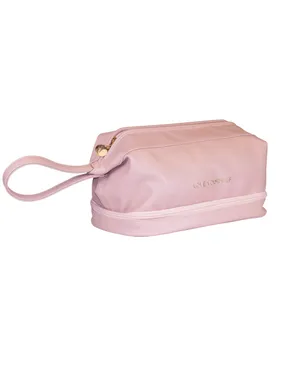 Soft Pink stiffened cosmetic bag with organizer