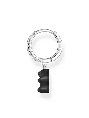 Thomas Sabo CR726-052-11 Silver Single creole With Black Gold Bear Pendant Ladies
