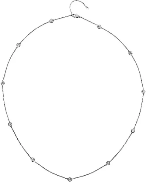 Luxury silver necklace with topazes and genuine diamond Willow DN131