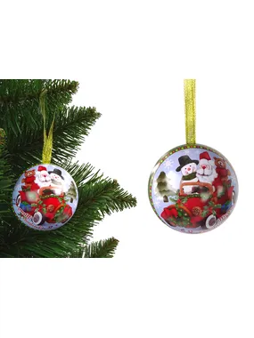 Christmas bauble metal decoration for Christmas tree Mikołaj with snowman green