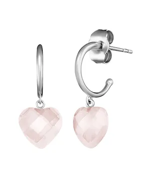 Gentle silver earrings with rose ERE-HEART-RQ-CR
