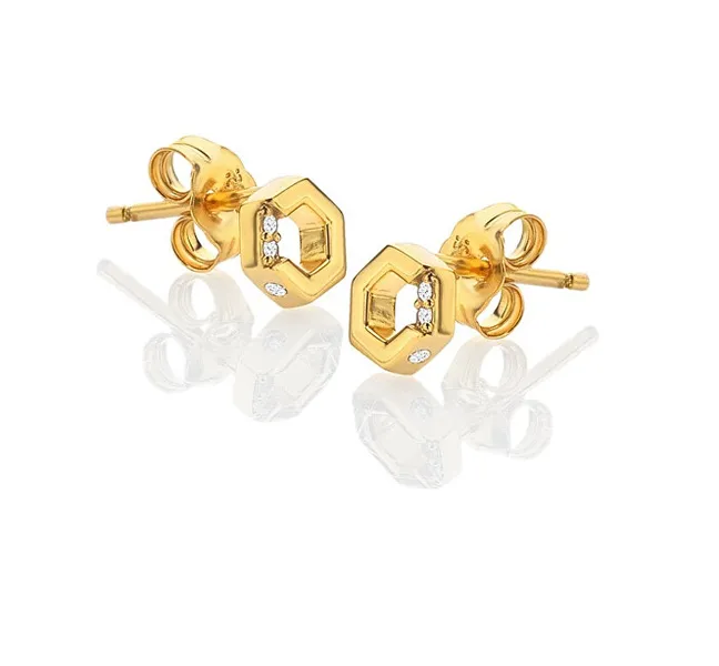 Dainty Jac Jossa Hope DE756 Diamond and Topaz Gold Plated Earrings