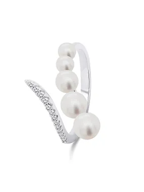 Elegant open ring with pearls RI098W