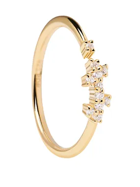 PRINCE AN01-672 open gold-plated ring with zircons