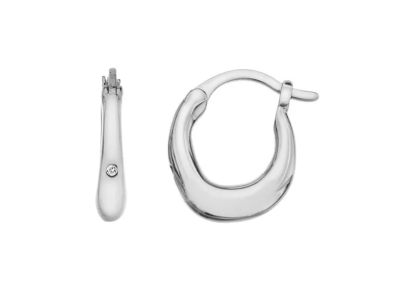 Huggies silver earrings with diamonds DE693