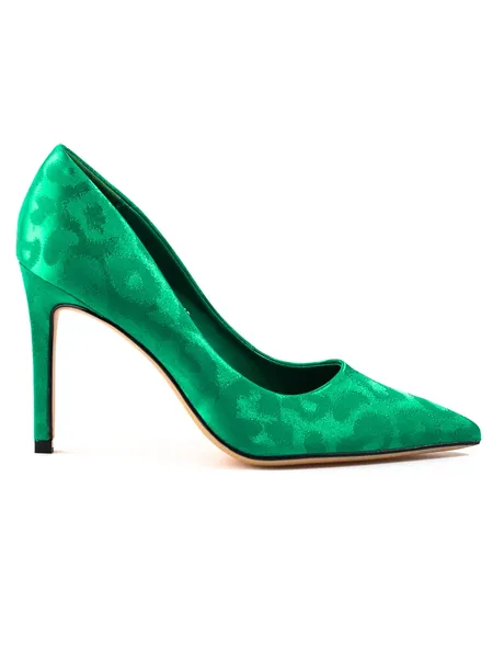 Shelovet women's high heels in green leopard pattern