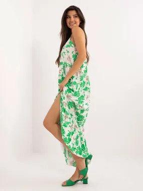 Women's white and green dress with ruffles