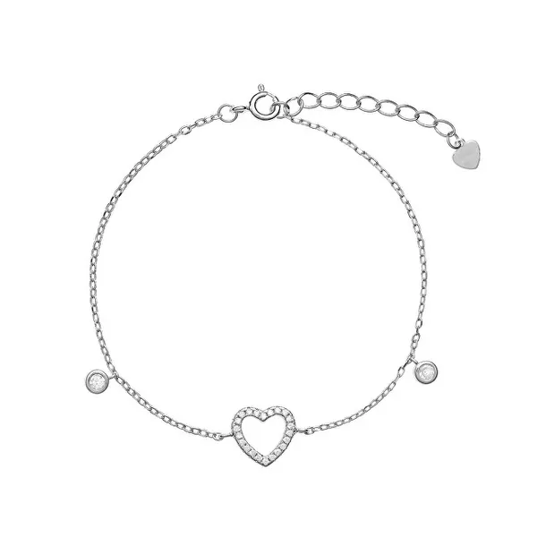 Silver bracelet with a heart and zircons AJNR0012