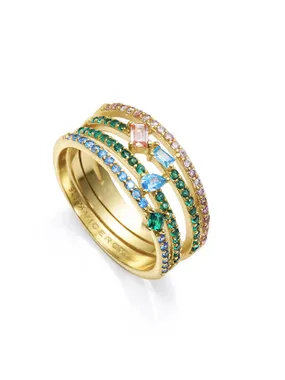 Sparkling Gold Plated Ring for Women Elegant 15121A012-39
