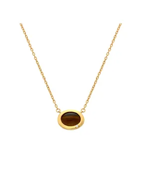 Elegant Gold Plated Necklace with Tiger Eye and Diamond Gemstones DN201