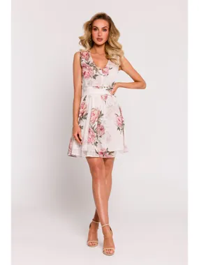 M782 Chiffon mini dress with a neckline - model 2