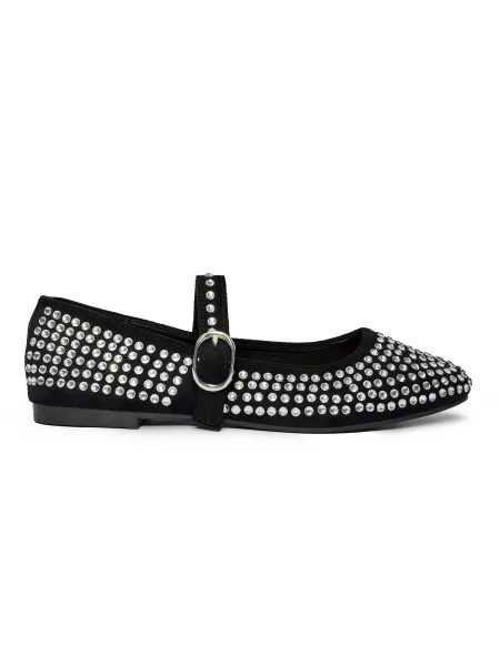 Black women's ballerinas with studs